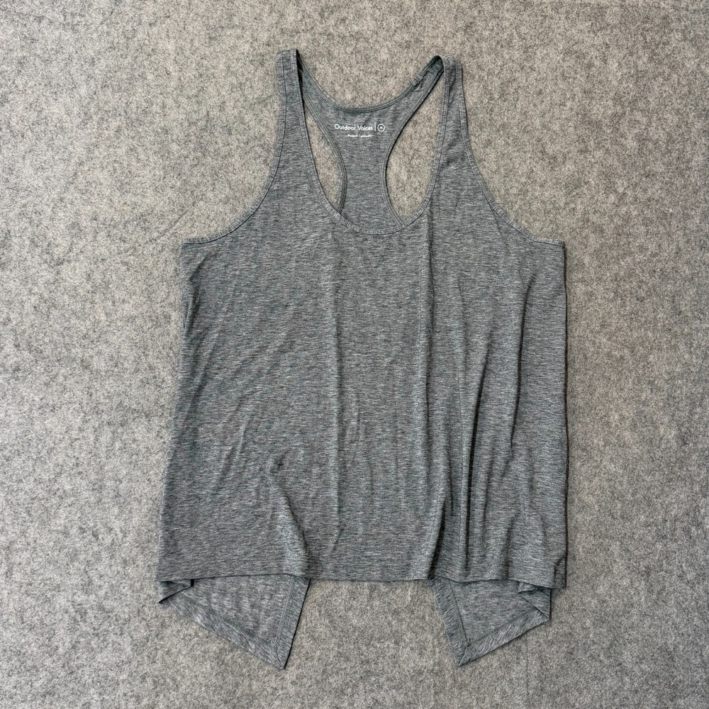 Outdoor Voices Heathered Gray Split Back Racerback Tank Top Women's Size Medium
